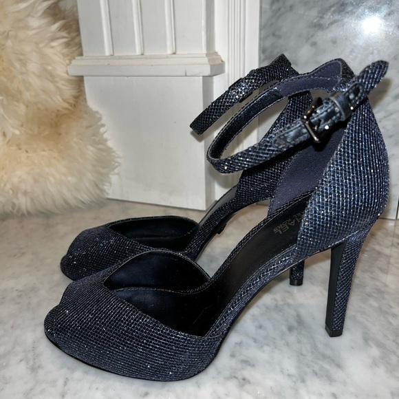 New! MK Michael Kors Cambria Dress Sandal Glitter Cobalt Blue Size 7.5 - Picture 7 of 13